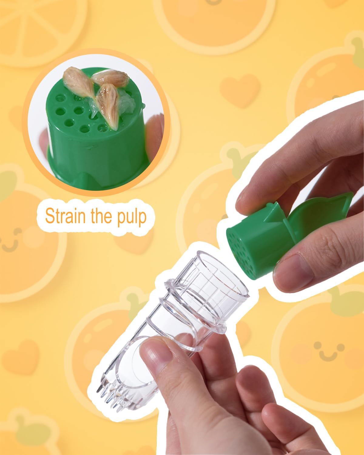 Lemon Squeezer - Manual Citrus Juicer with Screw-Top Lid & Built-In Filter, Dual-Use Lime/Lemon Press for Cocktails, Portable Hand Juicer (2-Piece Set, Yellow+Green)