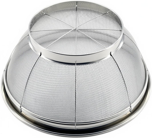 Fine Mesh Strainer for Kitchen, 4 Quart Stainless Steel Colander Bowl | Idea for Pasta, Rice, Fruit, Metal Net Baskets with Resting Base - Strain, Drain, Rinse