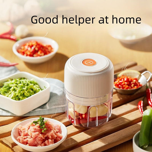 Electric Garlic Chopper, 250ML Food Chopper USB, Mini Vegetable Chopper, Garlic Mincer, Onion Chopper, Portable Small Food Processor (white), EDR00101