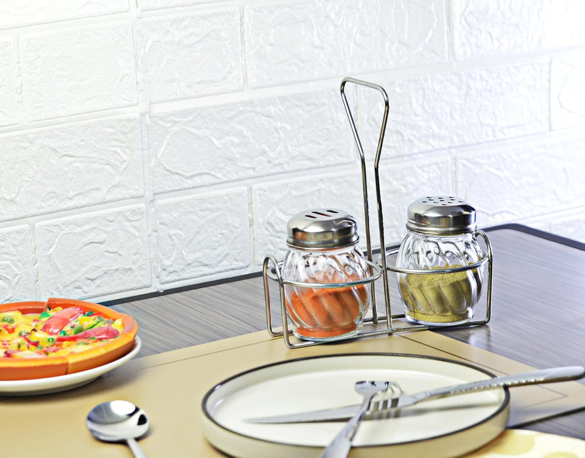 6 Ounce Glass Swirl Cheese Shaker, Crushed Red Pepper Shaker with Stainless Steel Holes Lid