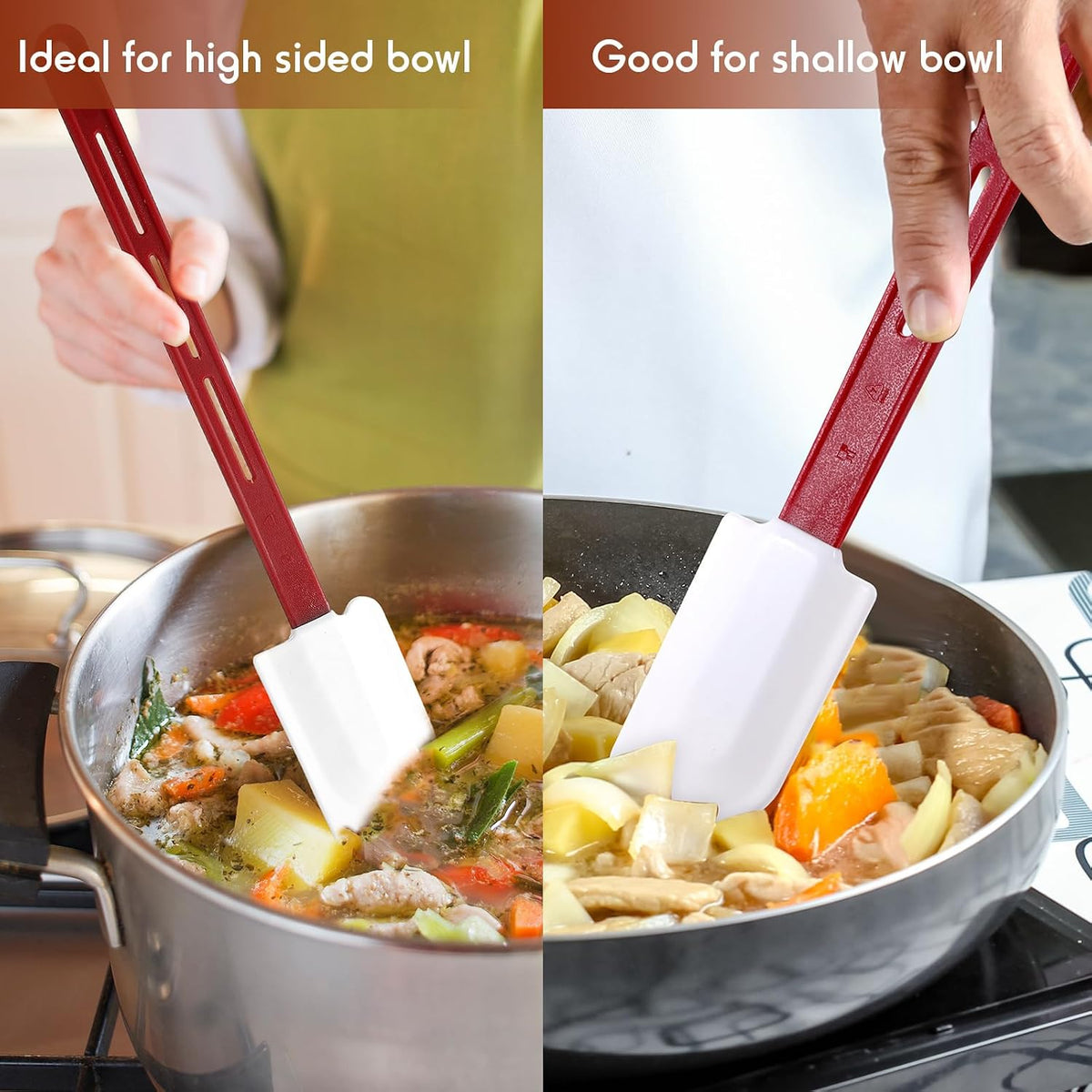 4 Pcs Commercial Rubber Spatula Heat Resistant, 10 Inch, 14 Inch