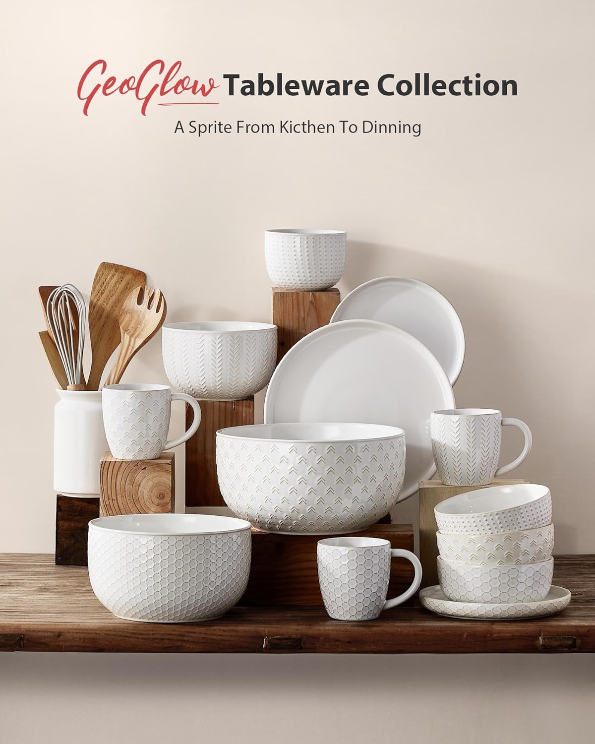 Ceramic Large Mixing Bowls Set of 4, 20/44/98/145 OZ, Ivory White | Nesting Bowls for Cooking, Baking, Salad Etc, Serving Bowls Gift, Kitchen Stoneware, Oven, Microwave and Dishwasher Safe