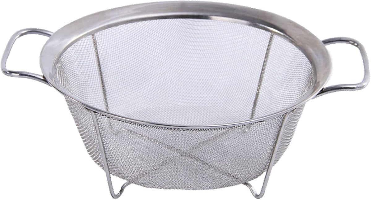 Stainless Steel Mesh Colander Strainer Basket, 3 Quart Fine Mesh Net Colander with Heavy Duty Handles & Wide Rim & Resting Feet for Strain, Drain, Rinse, Fry, Steam or Cook Vegetables & Pasta