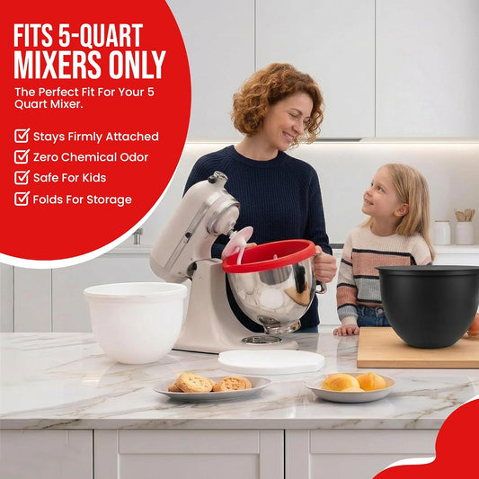Silicone Bowl Liners for KitchenAid 5 Qt Stand Mixer – 3-Pack Mixing Bowl Accessories with Lids – Mess-Free Pour, Non-Stick, BPA-Free Food-Grade Silicone
