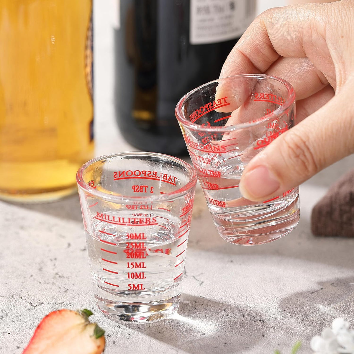 2 Pack Shot Glass Measuring Cup, 1 oz Small Cups for Measure Liquid