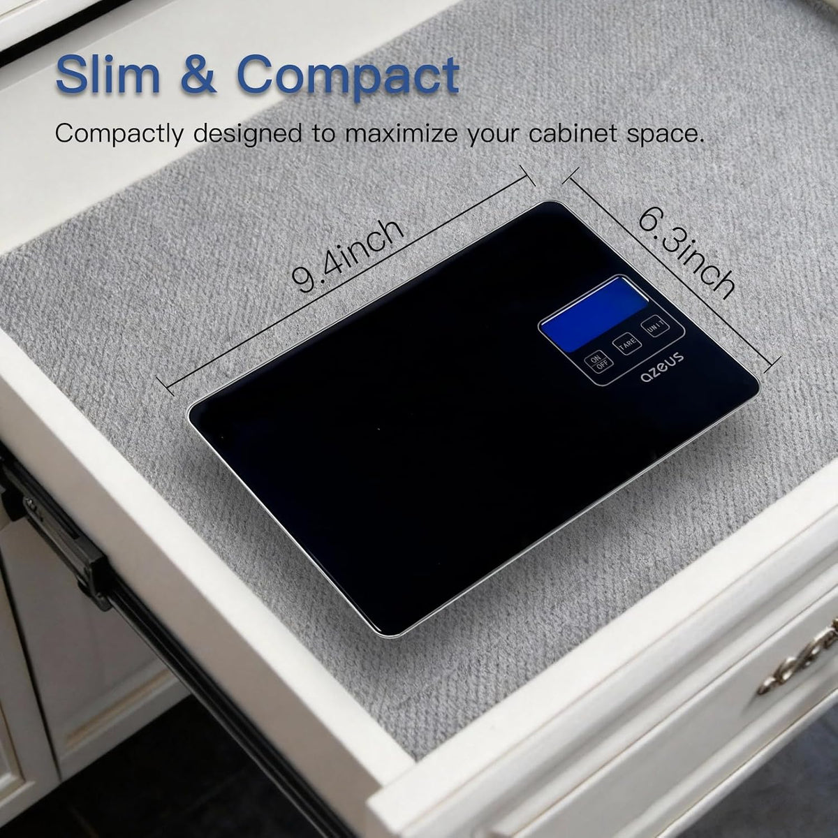 Digital Kitchen Scale, 11 lb, USB Rechargeable, 1 g/0.04 oz, White