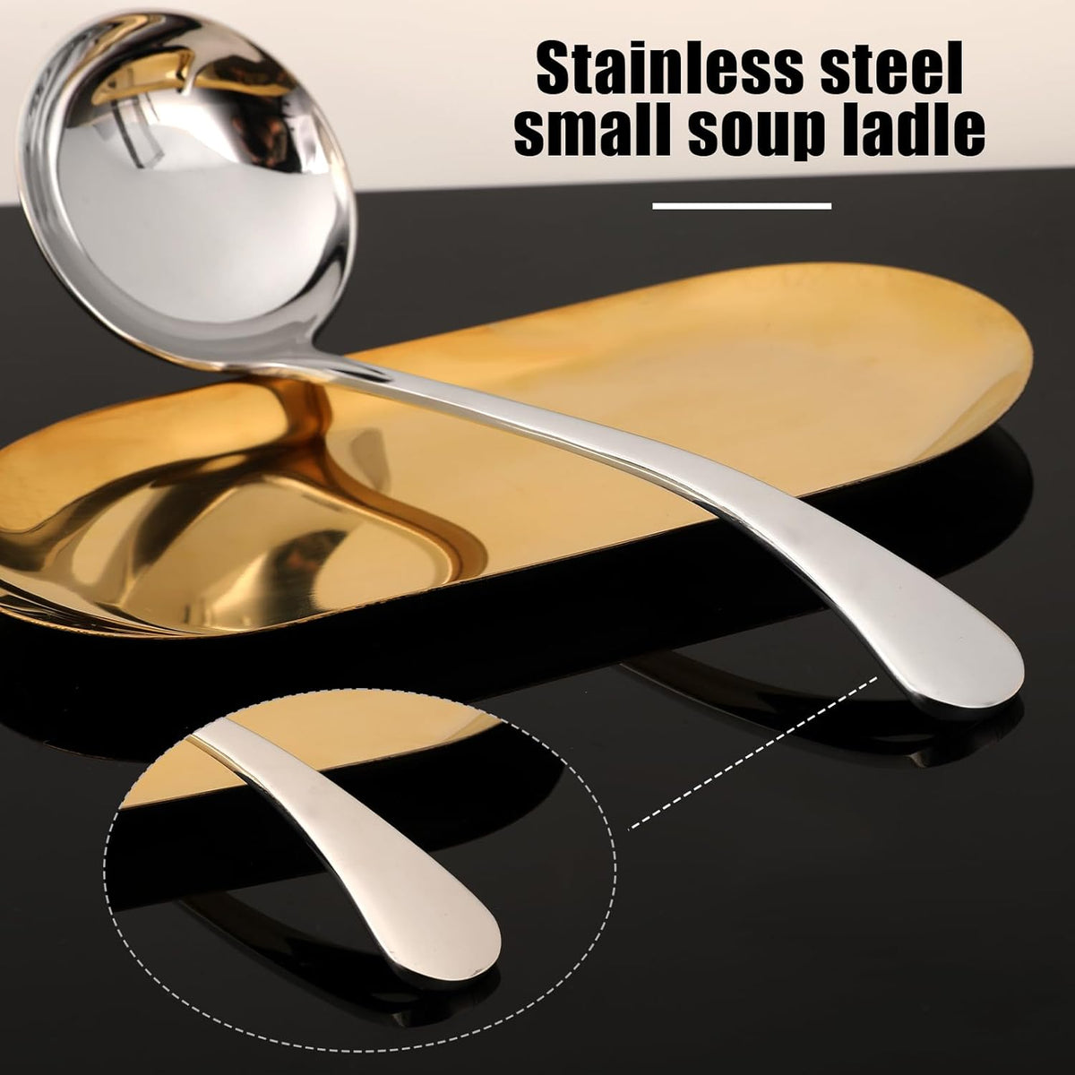 7.9 Inch Silver Small Gravy Soup Ladle Small Ladle Gravy Ladles 18/10 Stainless Steel Sauce Ladles for Spooning Sauces or Gravies