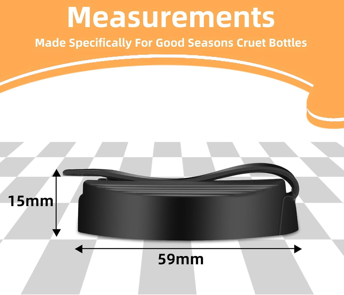 2 Pack Silicone Cruet Lid for good seasons,Black Crute Bottle Lid compatible with good seasons,Replacement Lids For Cruets Salad Dressing Bottle
