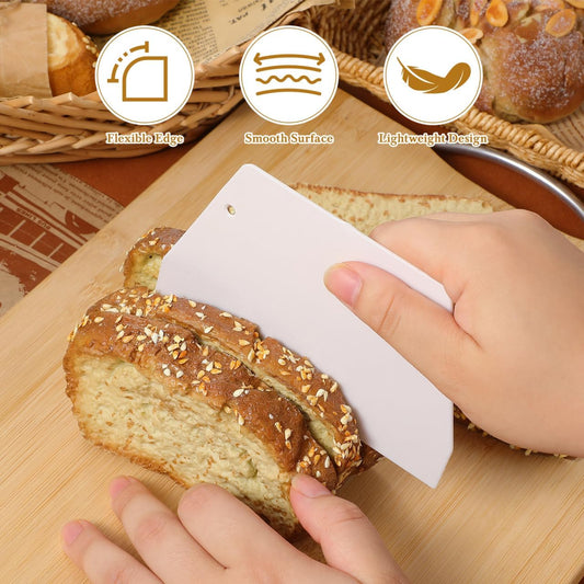 Plastic Dough Scraper 20 Pcs Cake Scraper Set for Baking Dough and Icing Spreading Ergonomic Kitchen Pastry Scraping Tool White