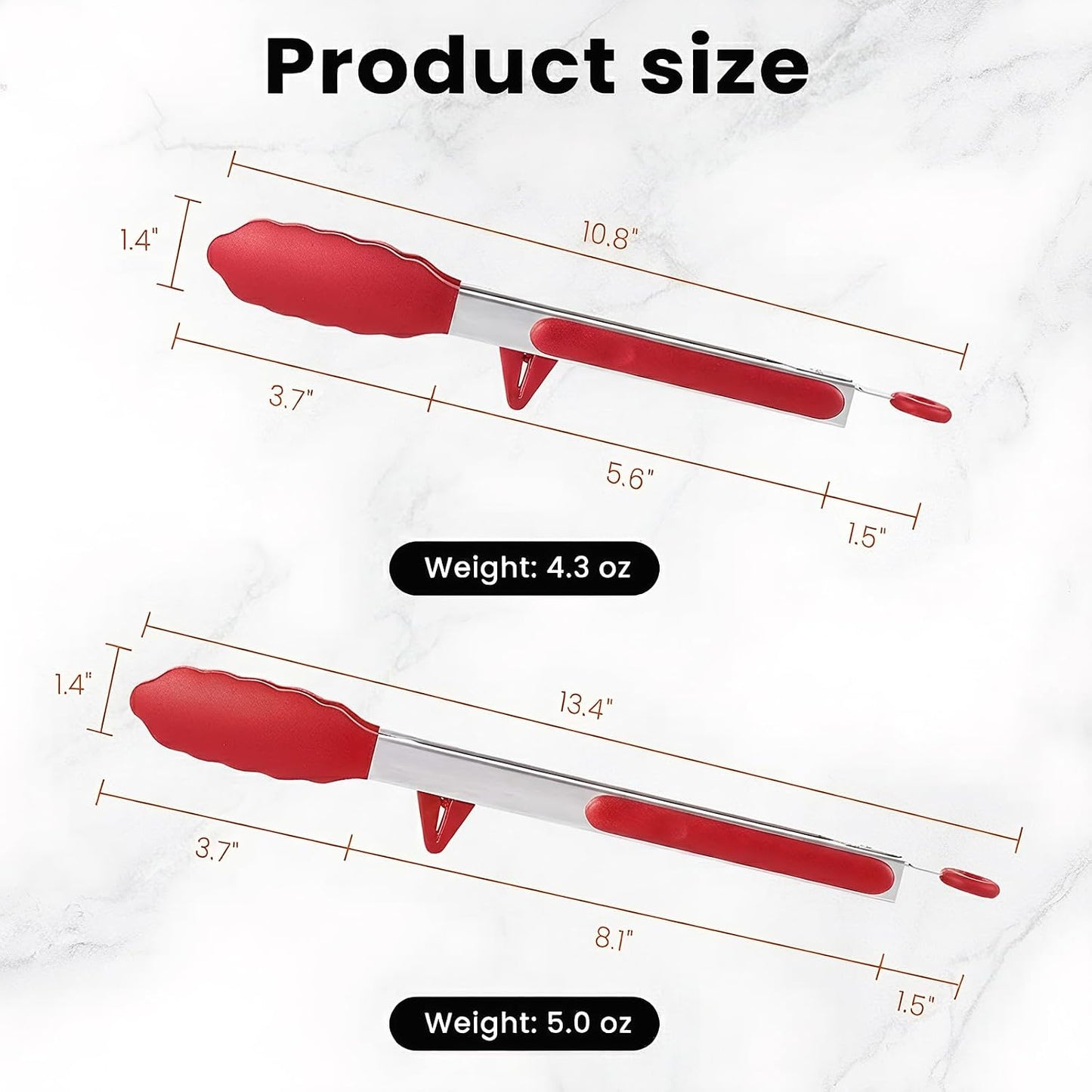 Kitchen Cooking Tongs Set, 9" & 12", Black, 2 Pack | Built-in Stand & Dishwasher Safe; Heat Resistant up to 600°F; Perfect for Grilling, BBQ, Salad & Frying.