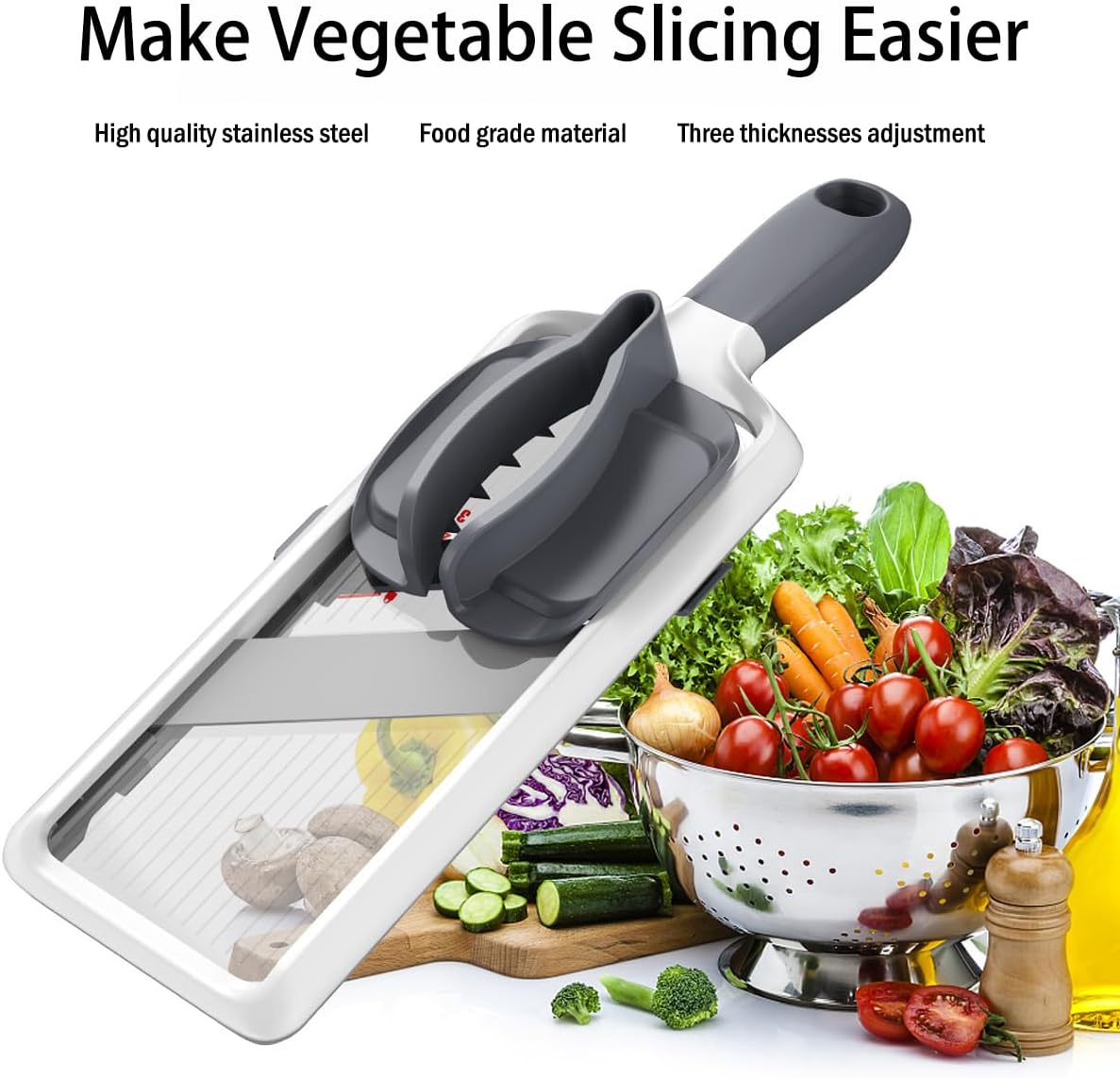 Mandoline Slicer for Kitchen, Adjustable Vegetable Slicer with Food Holder,Handheld Potato Slicer, Simple&Handy veggie slicer vegetable cutter