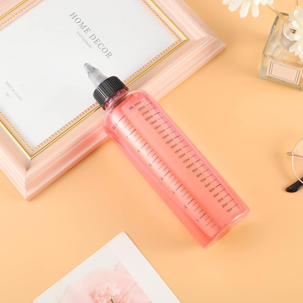 2Pcs 8.5Oz Hair Oil Applicator Bottles For Scalp, Plastic Squeeze | Root Hair Dye Bottle Twist-On Top Tip Cap with Graduated Scale, Clear Soft Squeeze Bottle For Hair Oil, Dye Dispenser