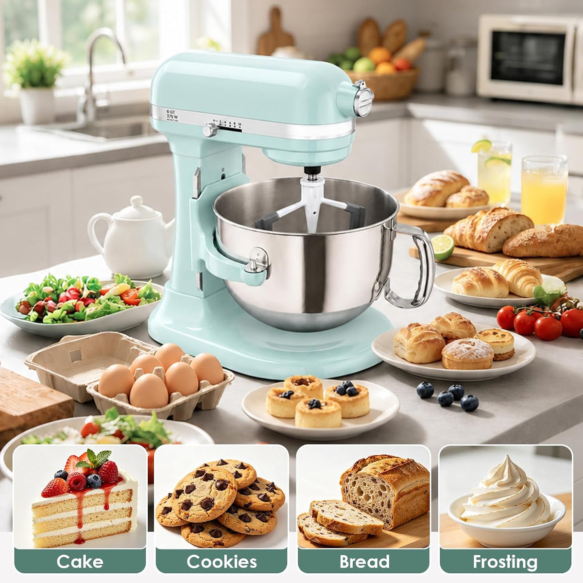 Flex Edge Beater for KitchenAid 6 Quart Bowl-Lift Stand Mixers | 6QT Paddle Attachment with Silicone Scraper, Beater Replacement for Kitchenaid Mixer Accessories, Dishwasher Safe