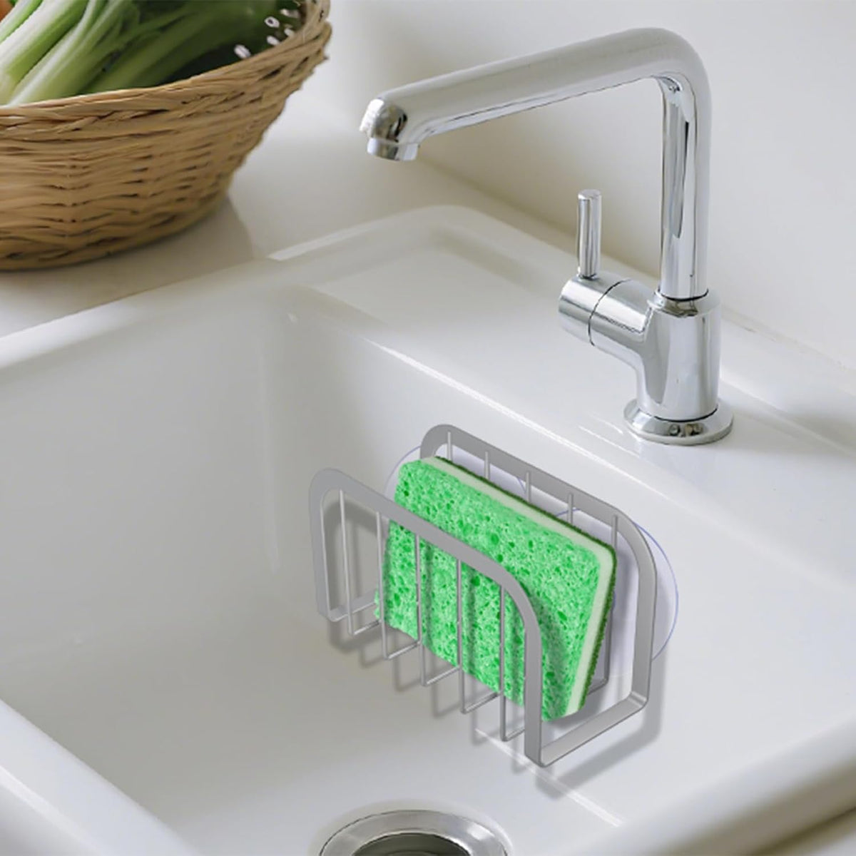 Sponge Holder for Kitchen Sink,Kitchen Sink Caddy with Sponge Holder-Black