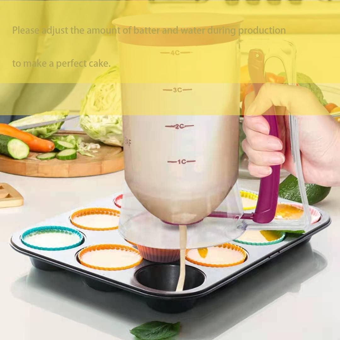 Batter separator Cupcakes Pancakes Cookie Cake Waffles Batter Dispenser cookie separator batter Cream Speratator Cup Measuring Baking Tools (red)