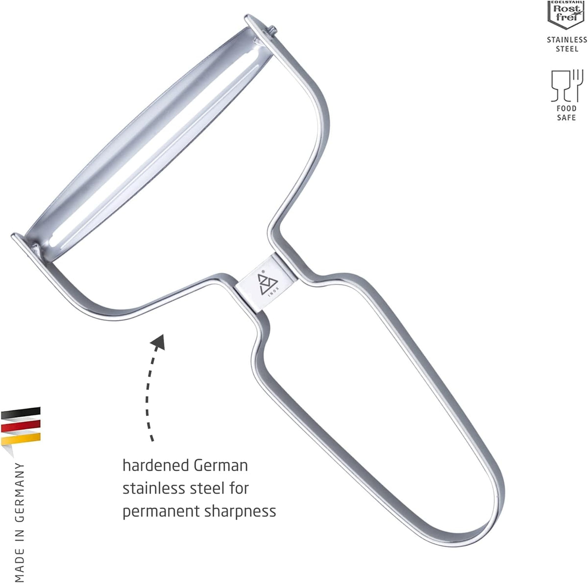 Y-Peeler - 3.5 in (90 mm) - Stainless Steel Horizontal Straight Blade - Peeler for Hard-Skinned Fruits & Vegetables - Ergonomic Handle - Dishwasher Safe - Made in Germany