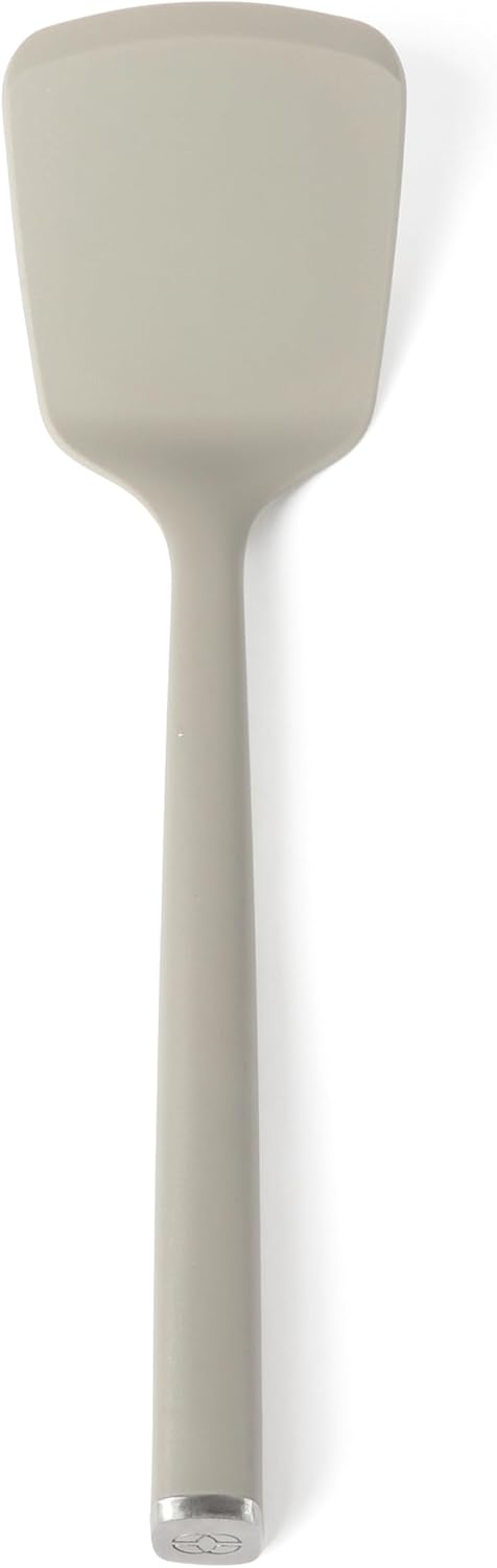 Edge Silicone Slotted Turner, Flexible Silicone Slotted Spatula with Reinforced Core, Heat-Resistant Nonstick-Safe Turner for Draining, Navy