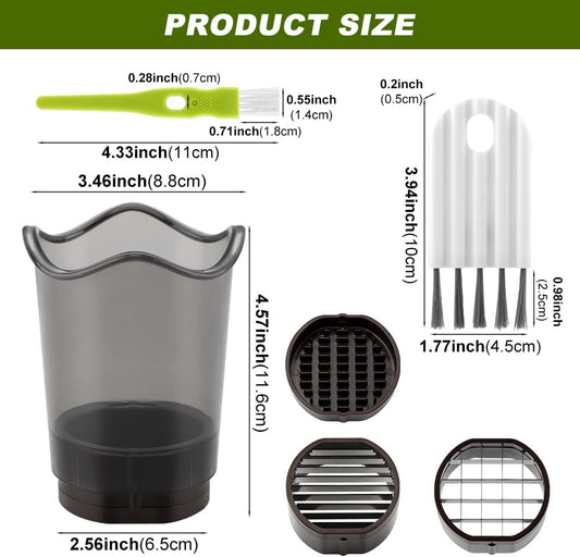 Fruit Slicer Cup, Strawberry Slicer Grape Cutter & Egg Slicer with Stainless Blades - Detachable Fruit and Vegetable Dicer Cup with Blades for Banana, Kiwi, Onion