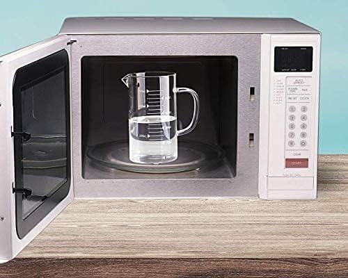 1L Glass Measuring Cups Jugs with Lid Large Measuring Pitcher Beaker Measured Mug Measure Liquid Milk Glass Cup Clear Scale with Spout& Insulated Handle,for Hot/Cold Fluid