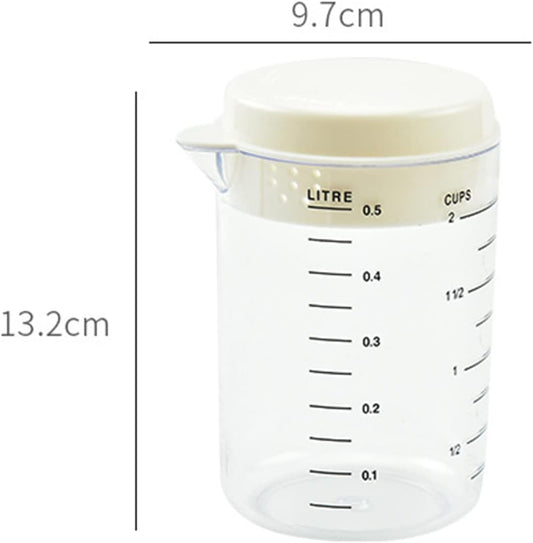 Plastic Measuring Cup With Splashproof Lid V-shaped Spout Mixing Pitcher Kitchen Baking Measuring Tool Easy To Pour Mixing Baking Utensil With Spout Lid Measures Lines