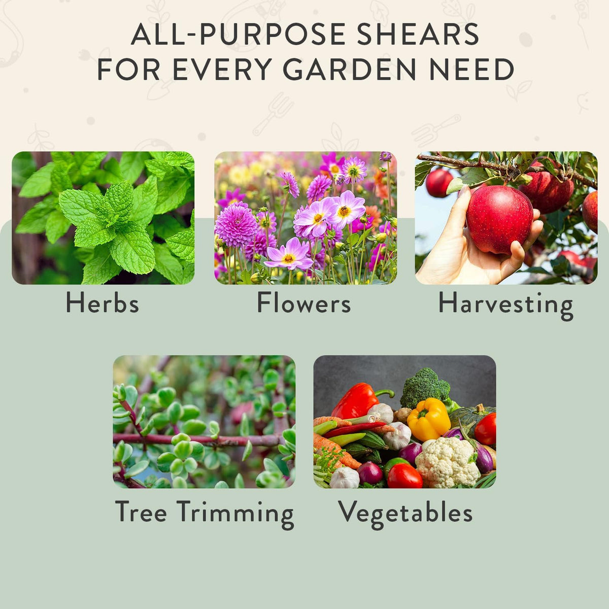 Pruning Shears - Garden Snips - Herb Scissors - Ocean 1-Pack | Lightweight Gardening Tool - Durable Carbon Steel Blade W/Easy-Lock - Gardening Supplies - Flower Cutter - Reusable Holster