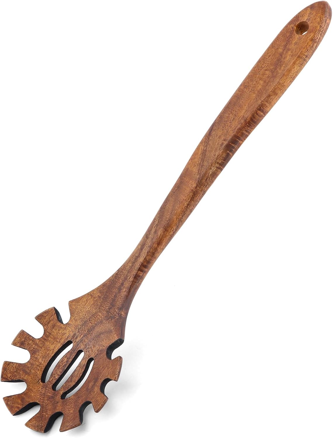 Pasta Spoon,Spaghetti Spoon with Teeth,Pasta Serving Forks | Wooden Spaghetti Server Spoons,13inch Spaghettis Scoop Strainer Noodle Spoon,Useful Functional Kitchen Tool,Easy to Grip