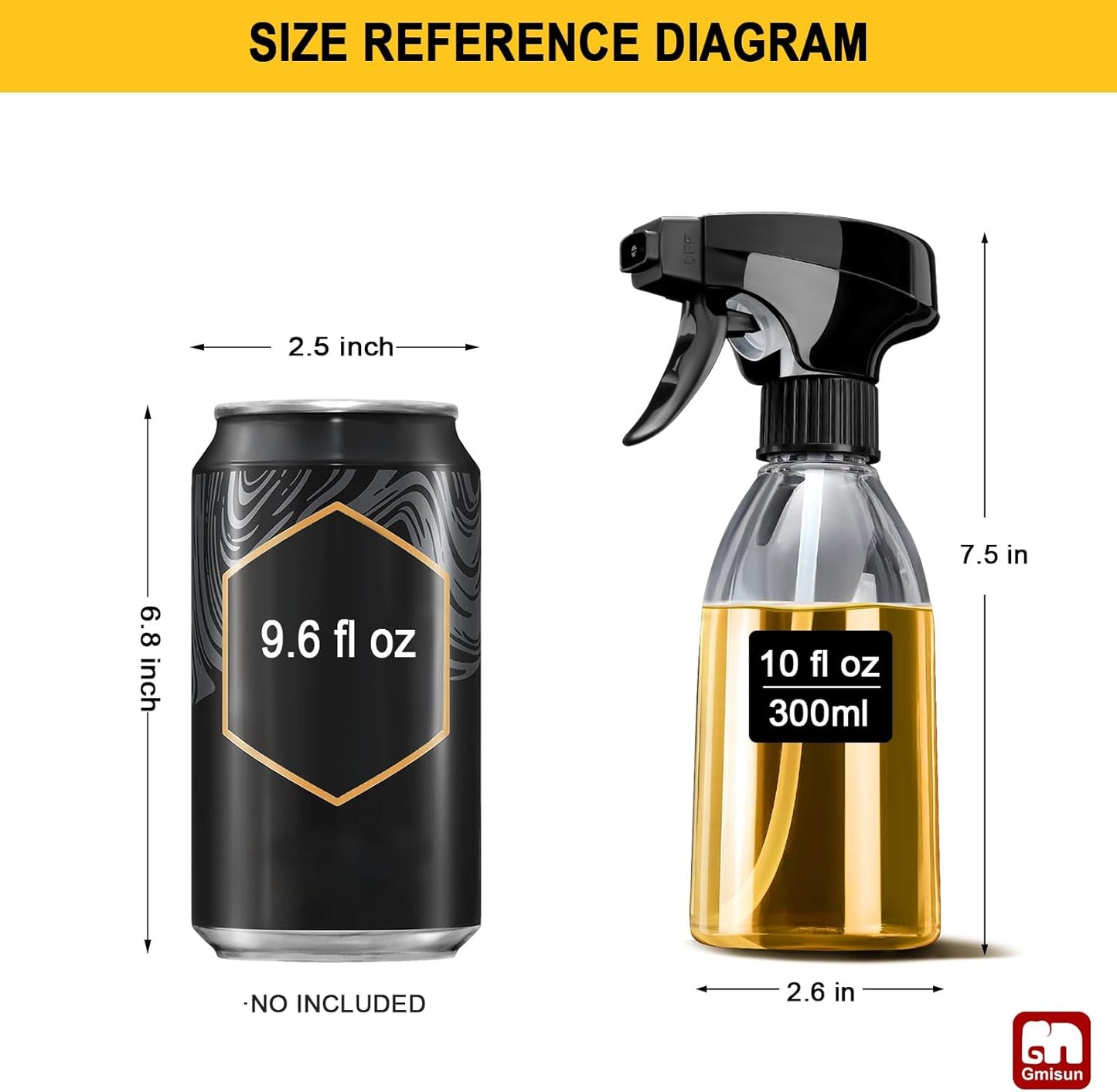 Oil Sprayer for Cooking, 2 Pack Olive Oil Spray Bottle, 10oz Food-Grade Plastic Oil Spritzer Mister, Refillable Oil Dispenser Bottle for Salad, BBQ, Grilling, Kitchen Baking, Roasting
