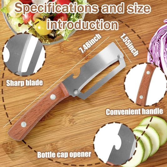 2Pcs Multi-Functional Vegetable Peeler for Kitchen, Features Solid Wood Handles, Fruit and Vegetable Peeler