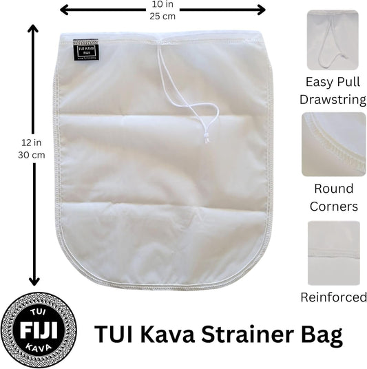 Traditional Kava Strainer Filter | 75 Micron Nylon Commercial Food Grade Quality | BPA-Free | Nut Milks | 10 x 12 inch | Draw string | Durable | Reusable | Environment friendly packaging