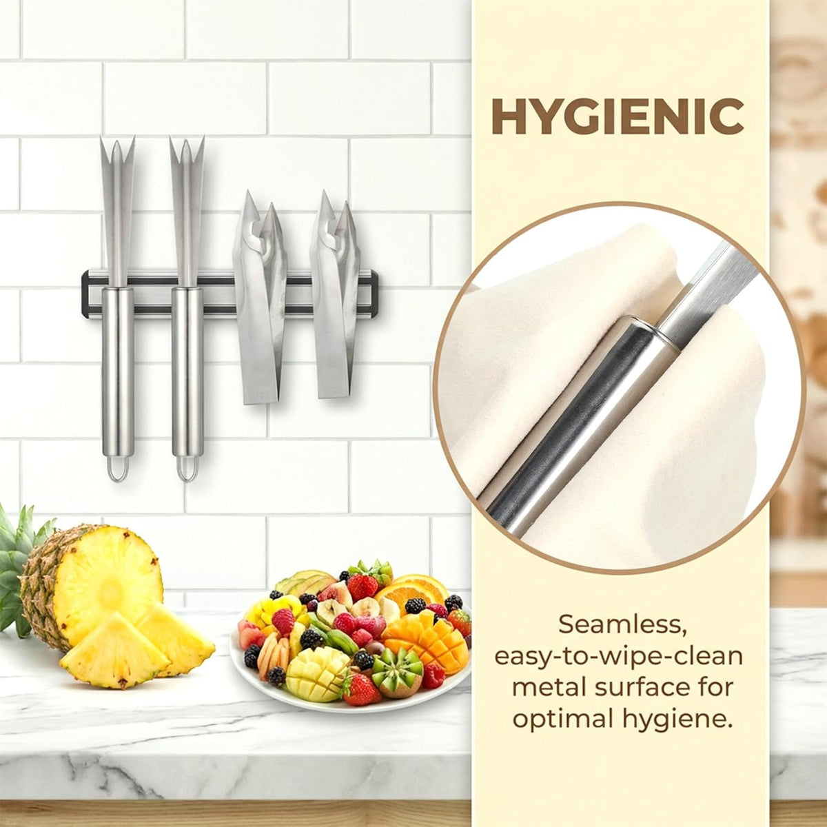 4 Pcs Pineapple Eye Remover Tool Set – Heavy Duty Stainless Steel Pineapple Eye Clip & V-Shape Cutter Knife, Multifunctional Pineapples Processing Tools for Kitchen, Fruit Store & Home Use