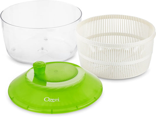 Italian Made Fresca Salad Spinner and Serving Bowl, BPA-Free, Green, 4.4 qt