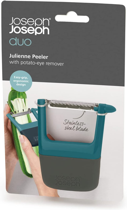 Duo Easy-Grip Julienne Peeler, Vegetable Kitchen Peeler and Potato-Eye Remover, Dark Opal