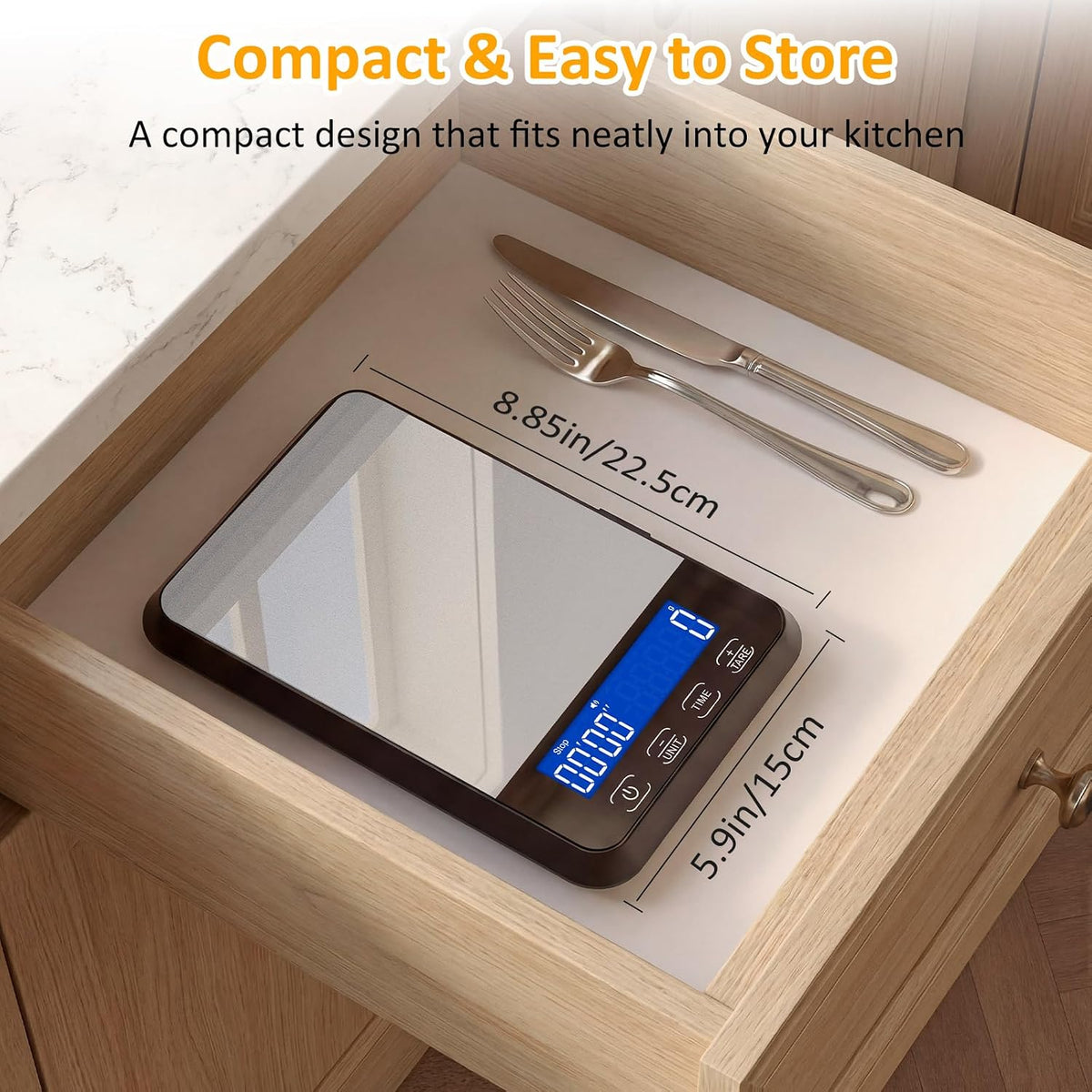 33lb Food Scale Rechargeable, Digital Kitchen Scale Grams and Ounces