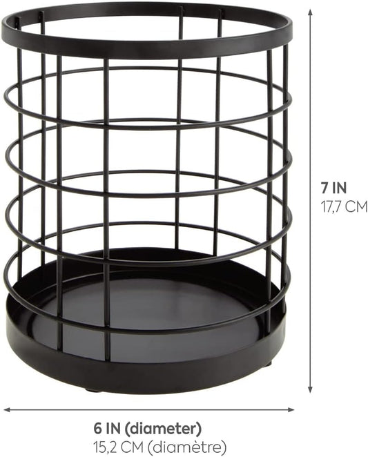 Kitchen Crock Utensil Holder, Matte Black, Steel | For Countertop