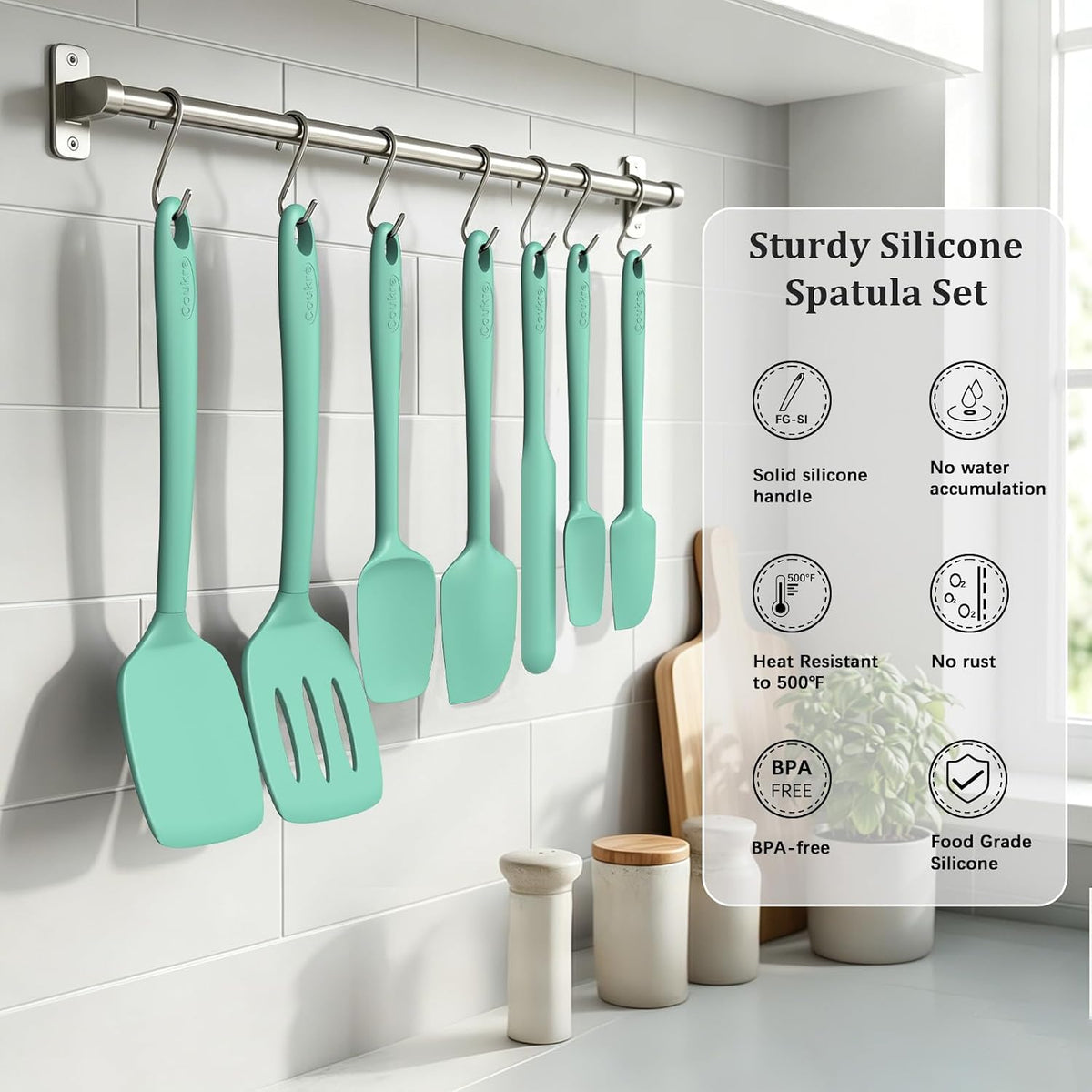 3 Pack Silicone Spatula Set, Heat Resistant to 500°F, BPA-Free