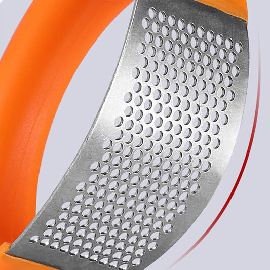 Garlic Press Rocker - Stainless Steel Garlic Crusher, Chopper, Mincer with Silicone Garlic Peeler, Mini Brush Tools For You (Yerrow)