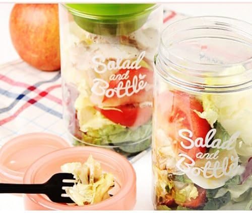 Salad Bottle Set of 2, with Leak Proof Salad Sauce Dressing Case (Pink, Green)