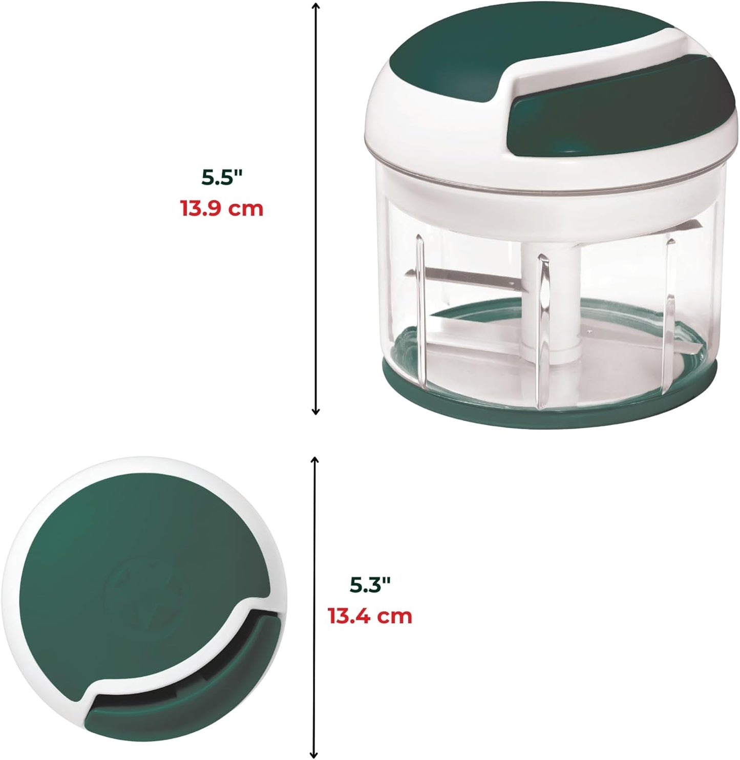Pull Chopper - Multi Purpose Manual Food Processor - Three Blade System for a Faster Cut - From Large Chunks to Purée - Self-Retracting Cord - Fruits, Vegetables, Meats and Crushes Ice
