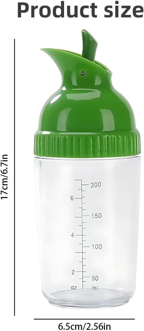 Salad Dressing Shaker, Homemade Salad Dressing Bottle Mixer Measure Dripless Pour, Leak-free, Soft Grip, Dishwasher Safe BPA Free (Green)
