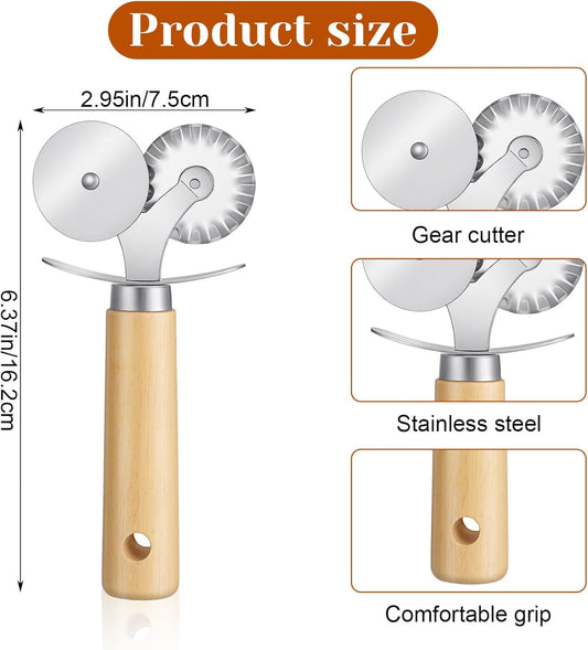 Double Wheel Fluted Pastry Cutter Roller Crimper Wheel