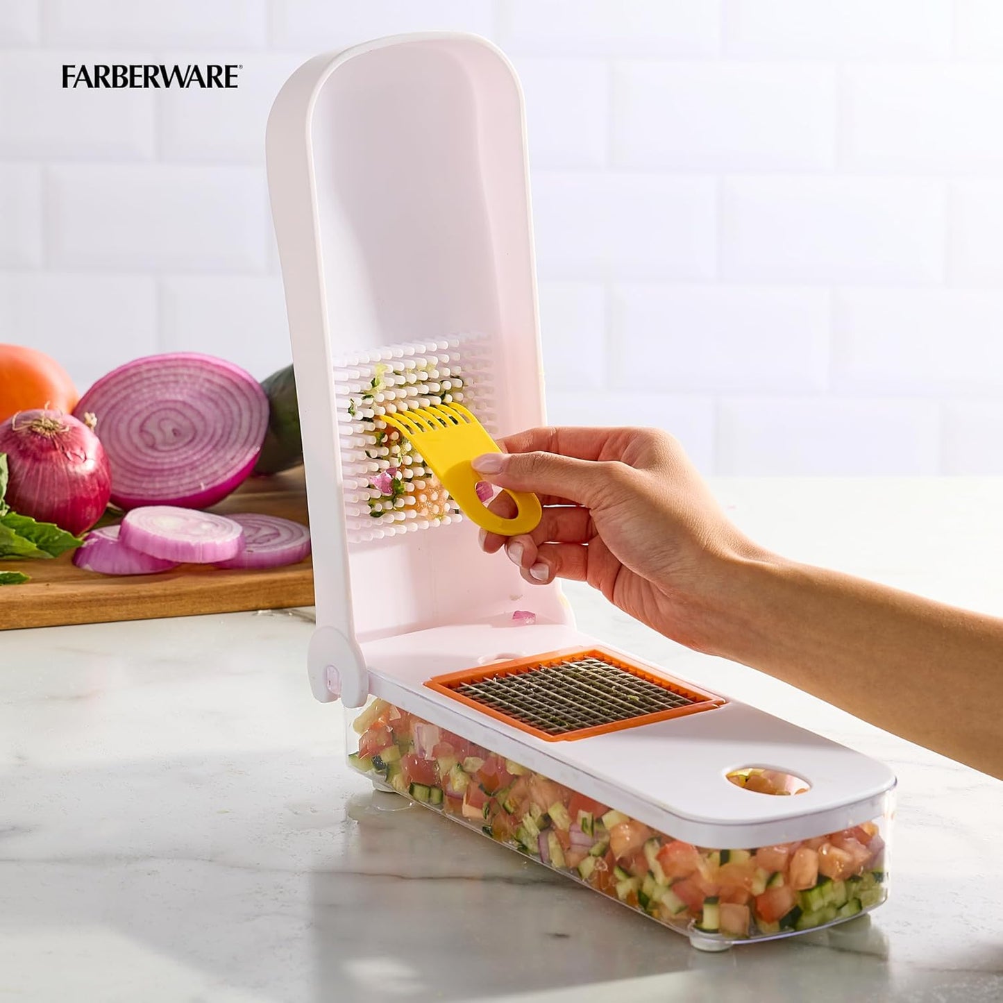 Professional Vegetable Chopper, 2 Blades For Slicing and Dicing Onions, Tomatoes, Potatoes And More, Meal Prep Made Easy