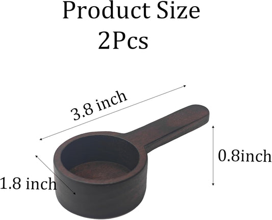 Walnut Wooden Coffee Scoop, 2Pcs Mini Measuring Spoons for Coffee, Tea, Sugar, Milk Powder, Spices, Solid Wood Tablespoon for Jars, Canisters, Kitchen Accessories, Easy to Clean