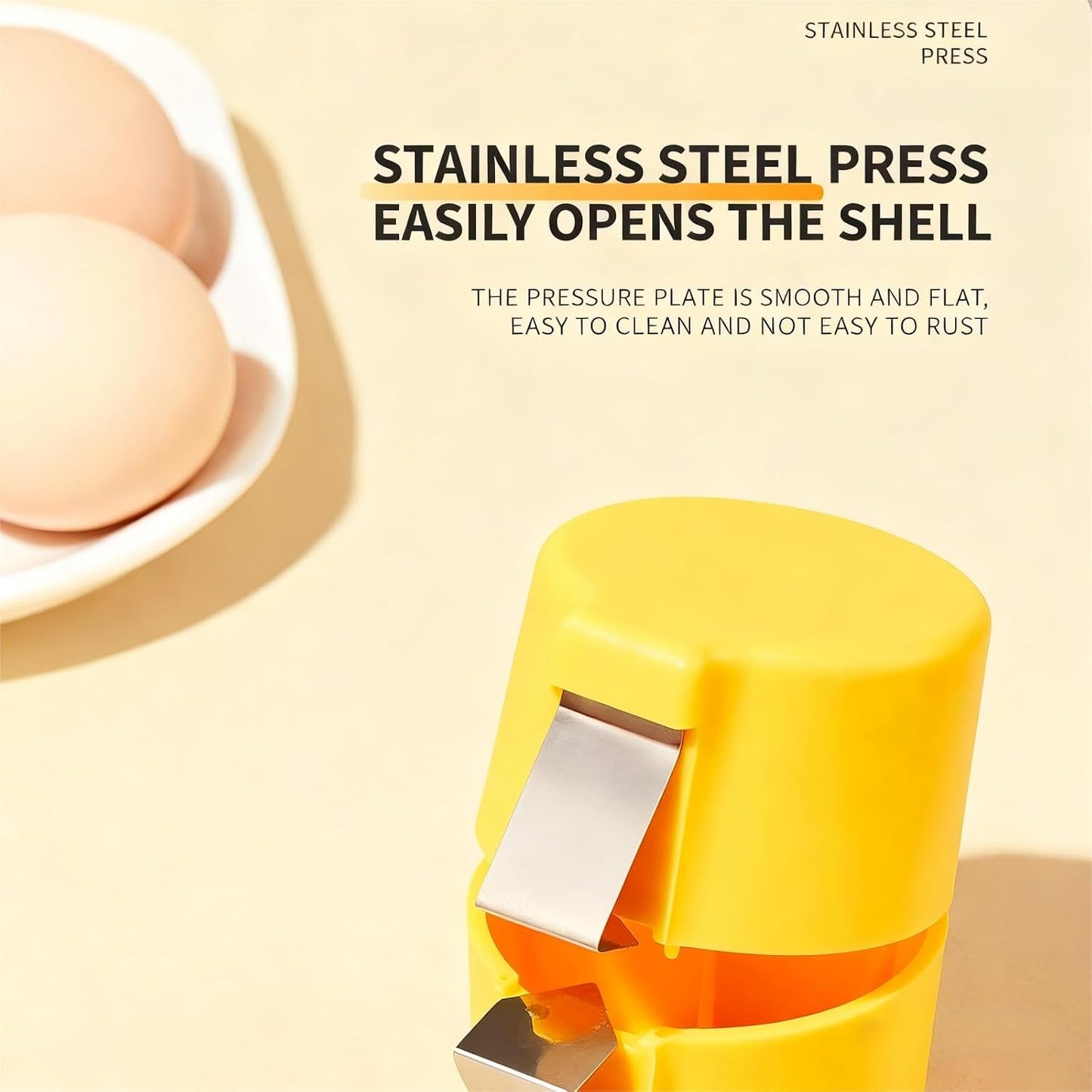Premium PP Egg Shell Opener & Egg Cracker, Multifunctional Egg Peeler & Egg Opener Tool for Raw Eggs, Quick Clean Crack Egg Opener for Home Kitchen Gadgets (Yellow)