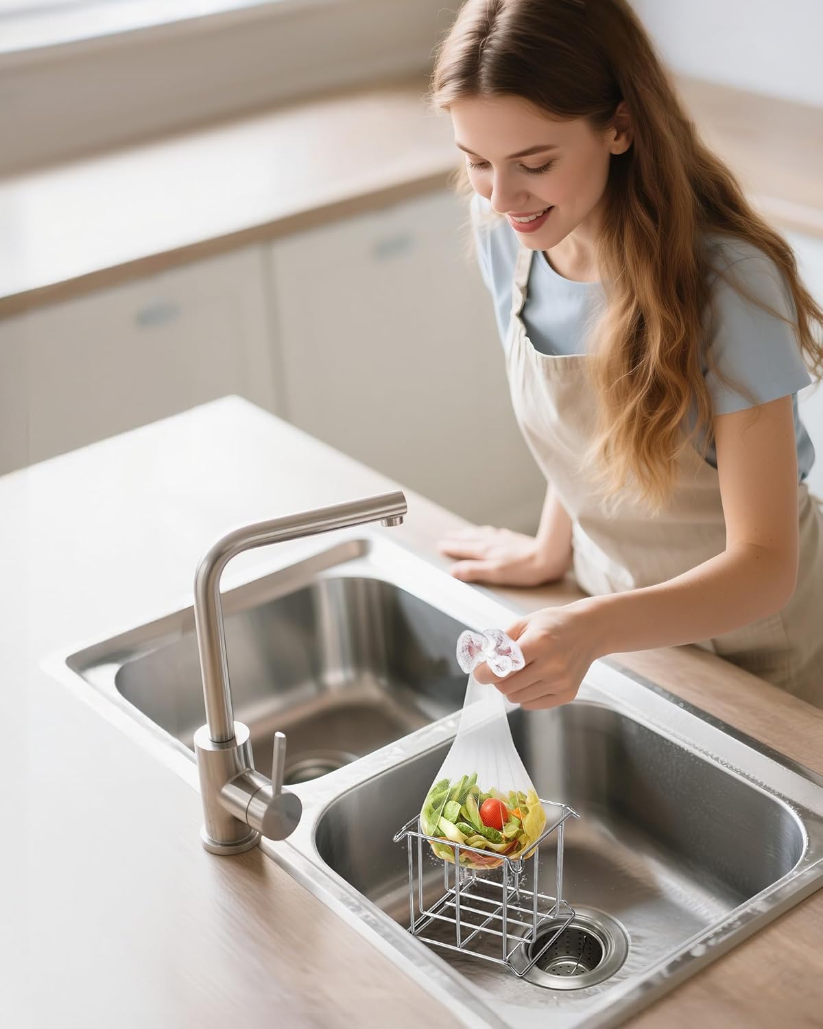 Kitchen Sink Strainer Mesh Bag- 600 PCS Large Disposable Sink Net Strainer Filter Bags for Collecting Kitchen Food Waste Leftover Garbage, Fits Deep Sink Strainer Basket