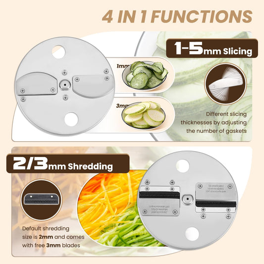 4-in-1 Electric Veggie Dicer Shredder Slicer,110V 200W | Multifunctional Food Chopper For Veggies & Fruits, Commercial Grade, Stainless Steel, Easy To Clean