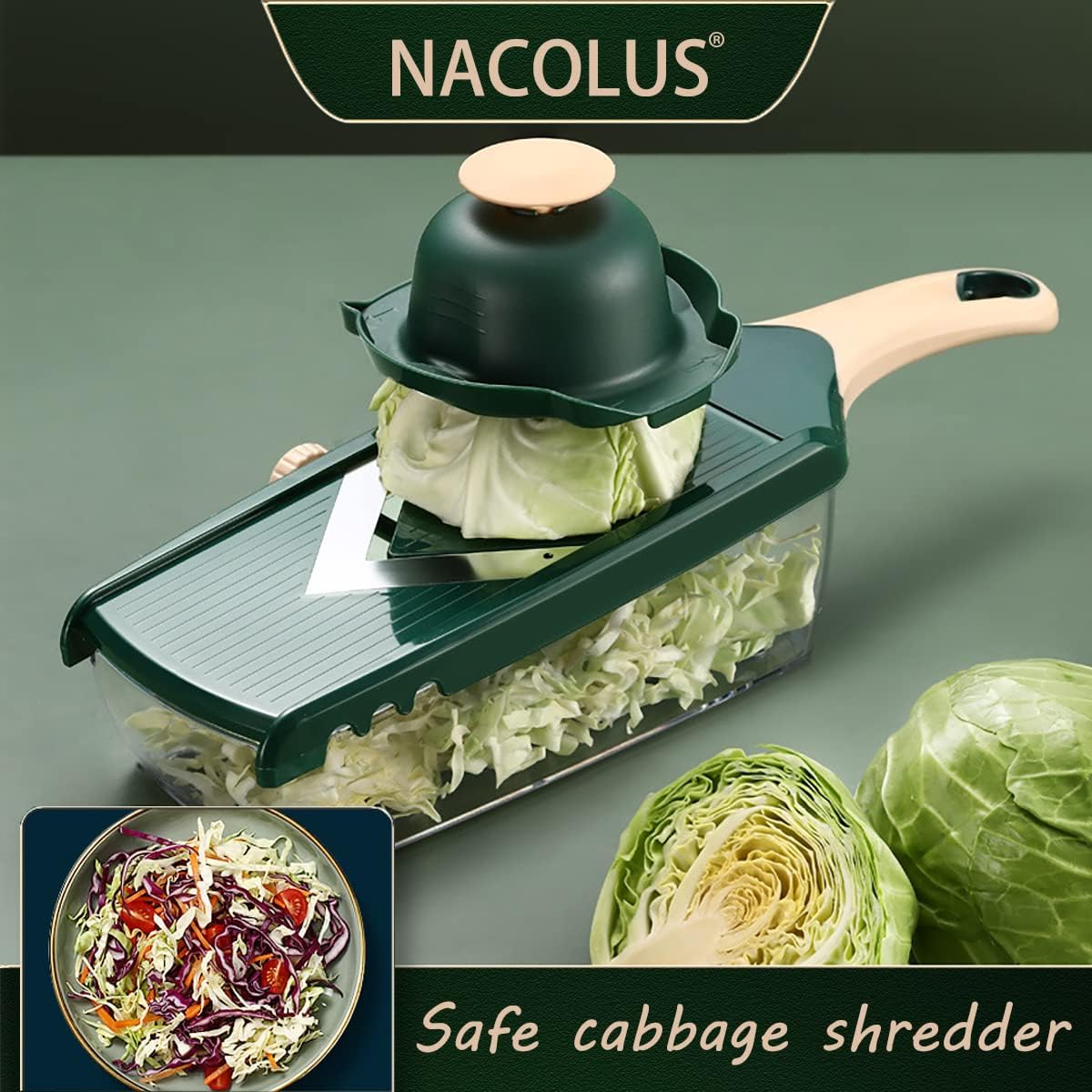 Adjustable Mandoline Slicer for Kitchen - Ultra Sharp V-Blade with Container, Julienning Slicer for Potatoes, Apples, Onions, Tomatoes