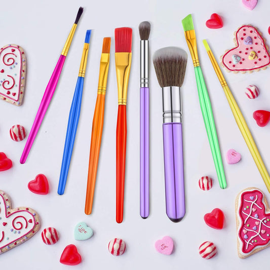 8 Pcs Cake Candy Decorating Brushes Food Painting Brushes Food Fondant Tools for Cake Chocolate Sugar Cookie Decorating Supplies with Fondant Paste Tool for Party Supplies
