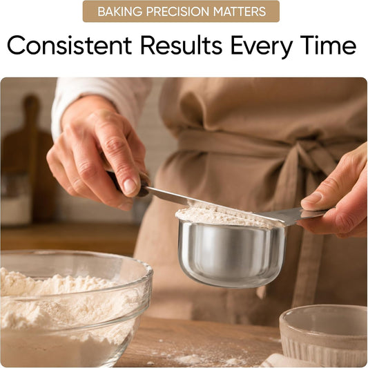 Color Up 2 Cup Measuring Cup, 480ml Stainless Steel Metal, Easy-Pour Spouts, Engraved Markings, Flat Base, Dishwasher Safe, for Dry and Liquid Ingredients