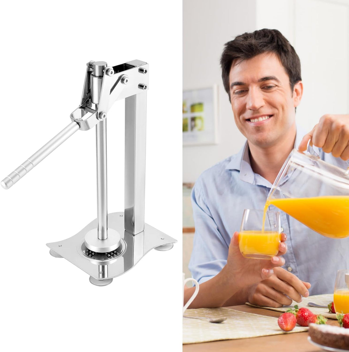 Heavy Duty Manual Desktop Lemon Juicer, 304 Stainless Steel Multifunctional Orange Juicer Fruit and Nut Crusher with Non-Slip Handle