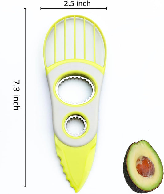 3-in-1 Avocado Tool-Cuts, Pits&Slices Fast, Non-Slip Grip, Dishwasher Safe | Stainless Steel Avocado Cutter and Pitter